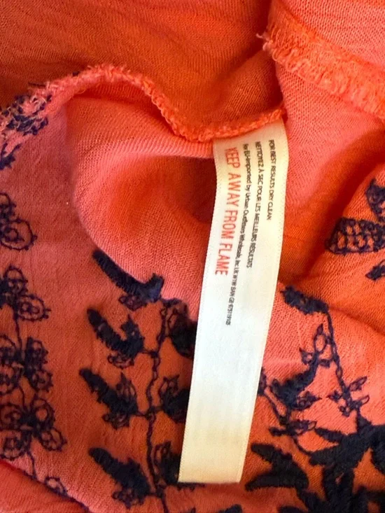 Free People Meadows Of Medallion Slip Swing Dress S coral Embroidery Boho Beach - Picture 10 of 12